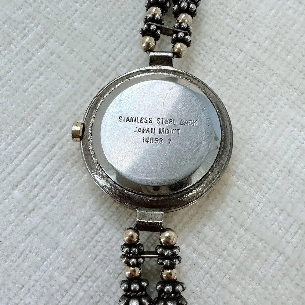 Vintage mixed metal Gold and Silver Beaded Watch